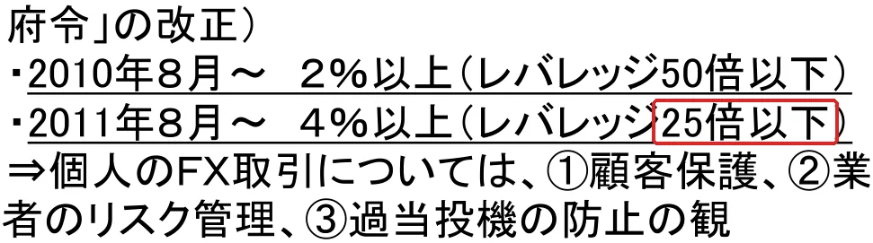 金融庁『事務局説明資料（店頭FX業者の決済リスクへの対応について）』の切り抜き。25の所を赤い枠で囲んでいます。