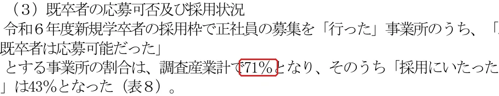 厚生労働省『労働経済動向調査（令和7年8月）結果の概要』の切り抜き。71の所を赤い枠で囲んでいます。